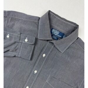 Polo Ralph Lauren Philip Shirt Men's L 16.5 34/35 Gray Flaw Western Button Front